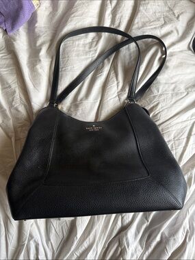 kate spade Black Pebbled Leather Double-Handle Shoulder Tote